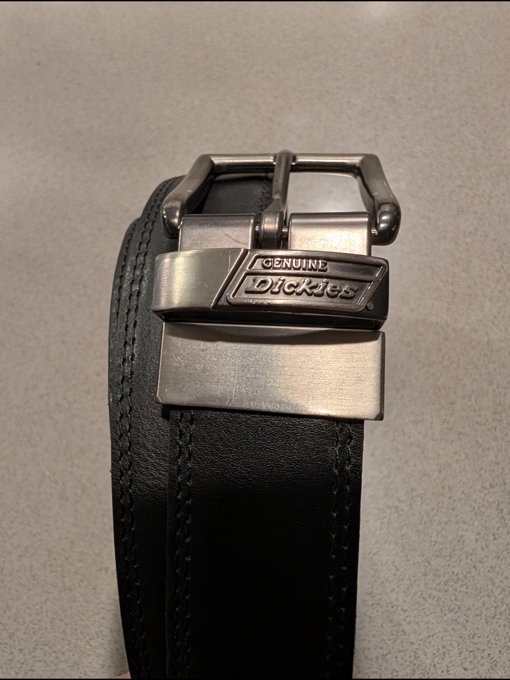 Dickies Black Leather Belt with Silver Buckle